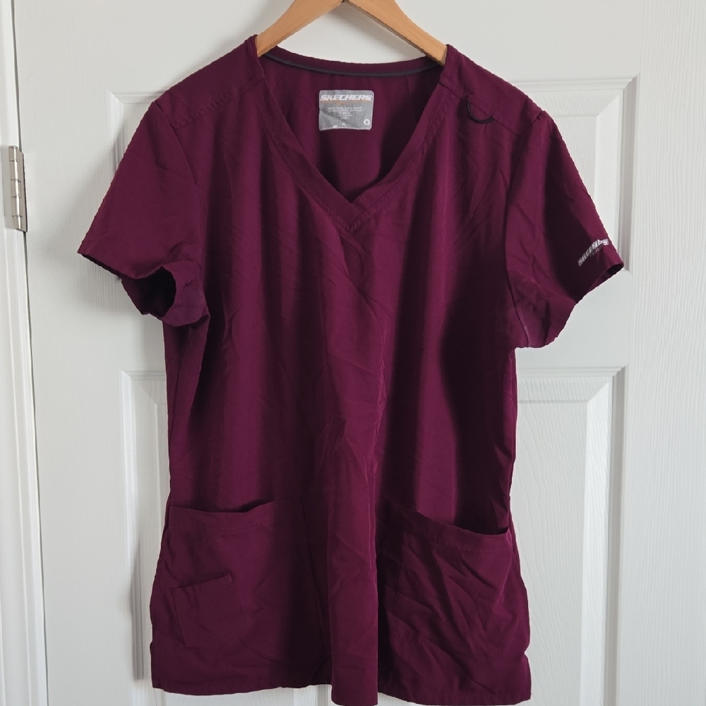 Skechers Burgundy V-Neck Women's Top